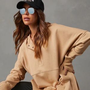 Vici collection taupe colored hoodie! Size Large